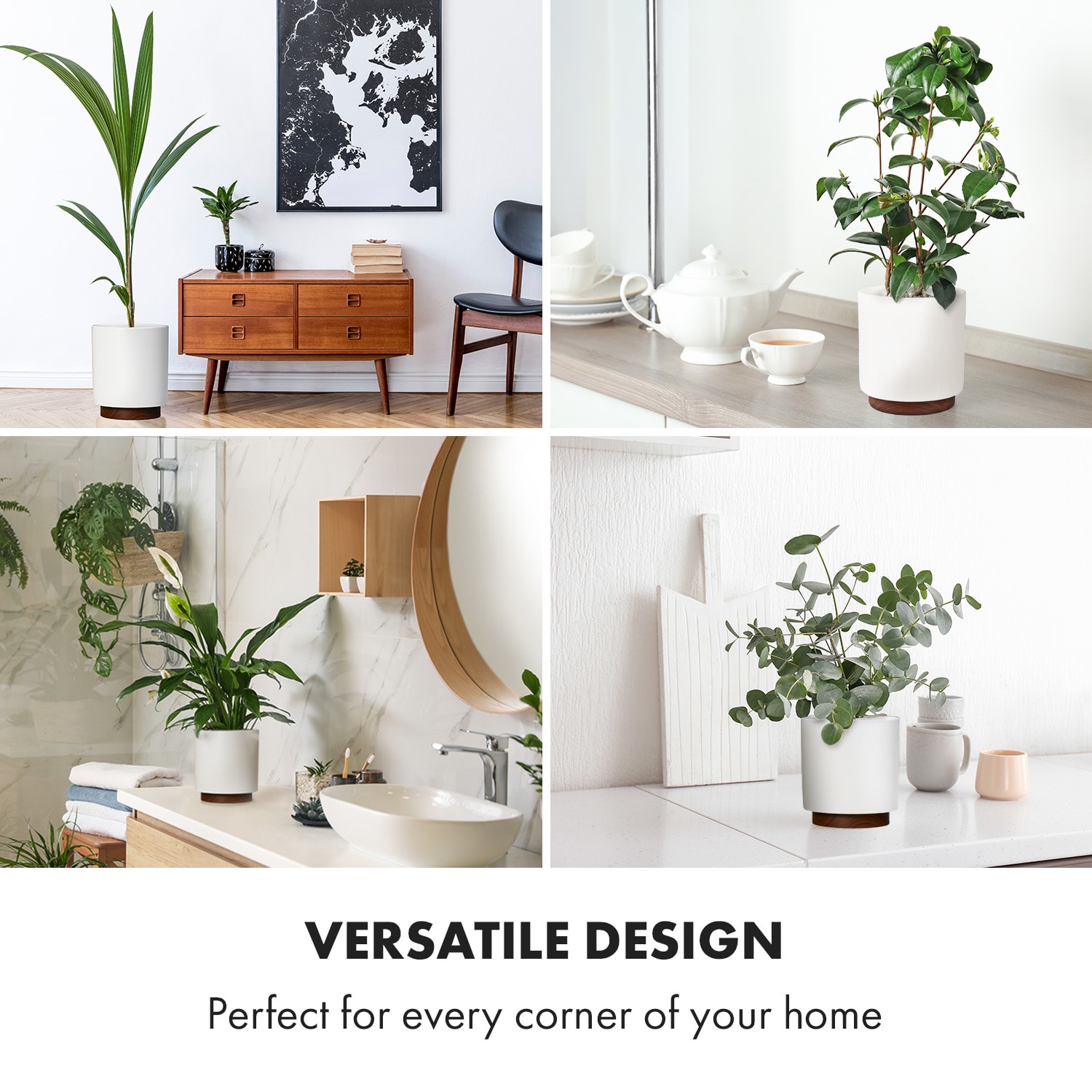 Fox & Fern Enspijk, kvetináče, orechové drevo, Polystone, ručne vyrobené, 2 veľkosti – Obrázok 2