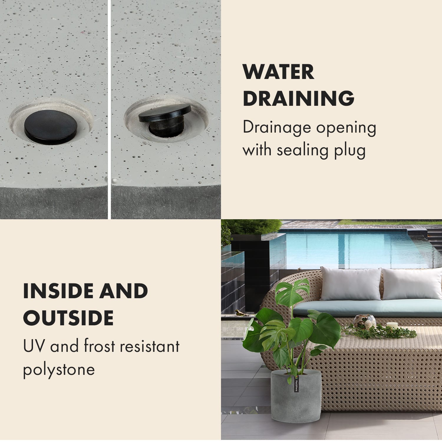 Fox & Fern Venlo, kvetináč, Polystone, interiér a exteriér, 3 veľkosti – Obrázok 4