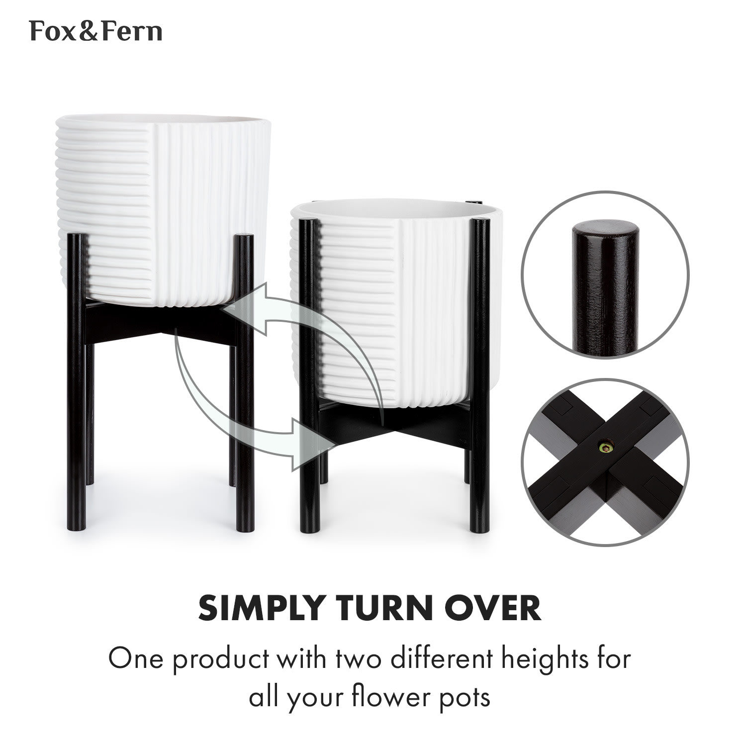 Fox & Fern Deventer, stojany na rastliny, pre kvetináče 20,3-30,5 cm Ø, 2 výšky, bambusové povrazy – Obrázok 5