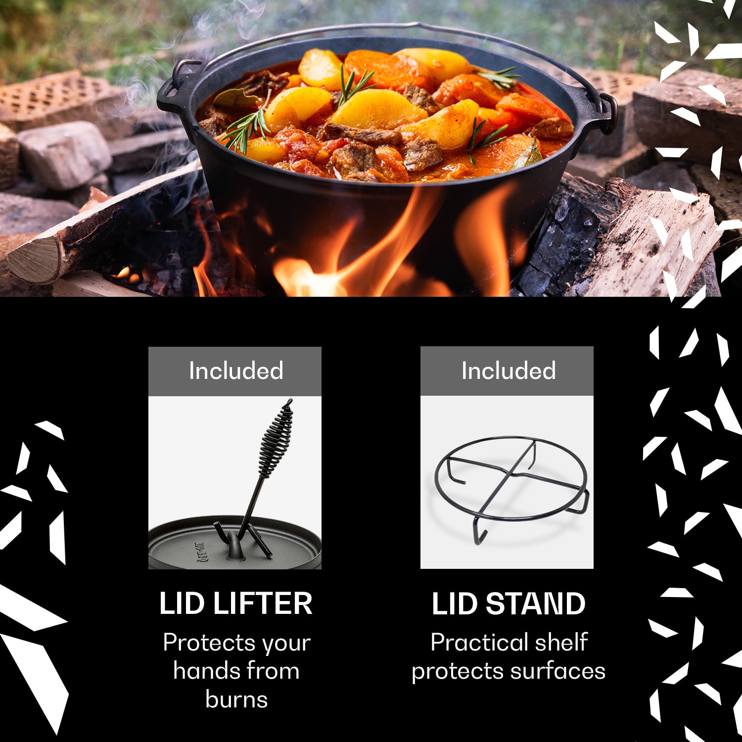 Klarstein Galloway, liatinový hrniec, 7.6 barbecue hrniec, liatina, nožičky, veľkosť L/7,2 l – Obrázok 2