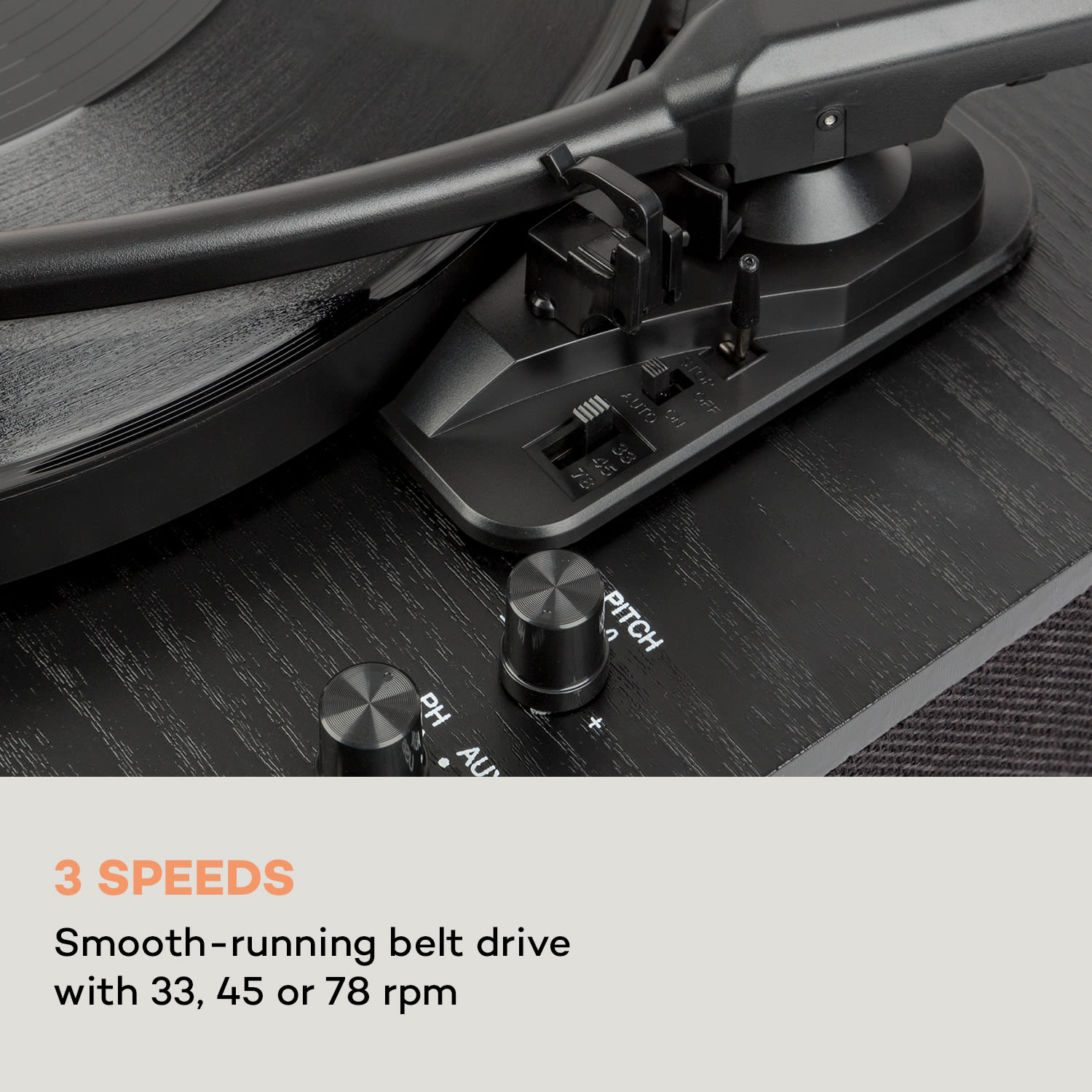 Auna TT-Classic Plus, Gramofón, Kryt proti prachu, Bluetooth, 33/45/78 otáčok/minútu – Obrázok 3