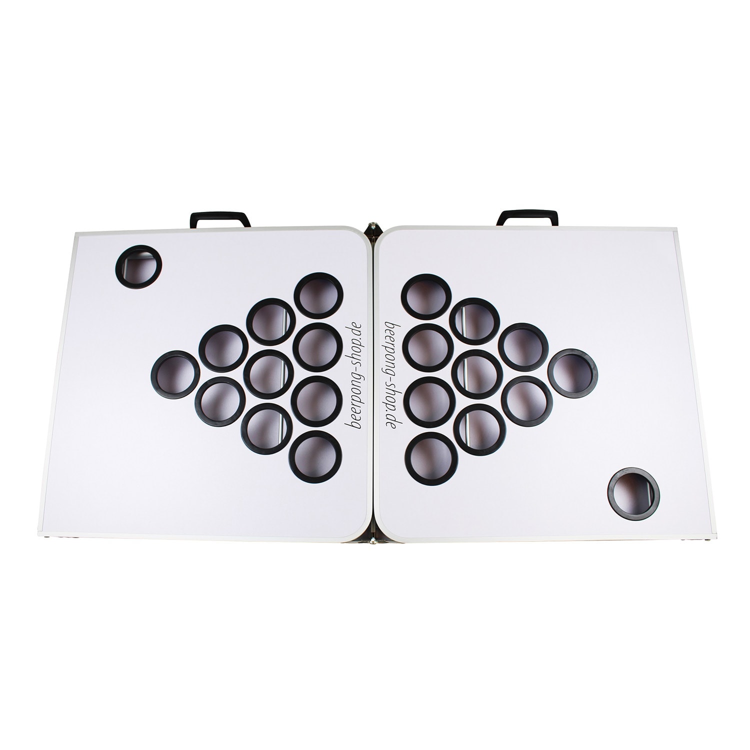 BeerCup Backspin, súprava so stolom na beer pong, biela, DIY, držadlá, držiak na loptičky, 6 loptičiek – Obrázok 2