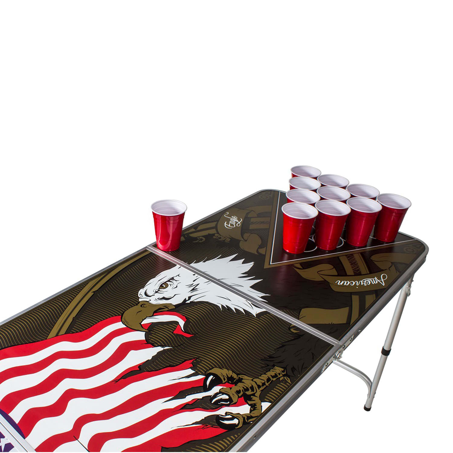BeerCup Backspin, súprava so stolom na beer pong, American Eagle, držadlá, držiak na loptičky, 6 loptičiek – Obrázok 2