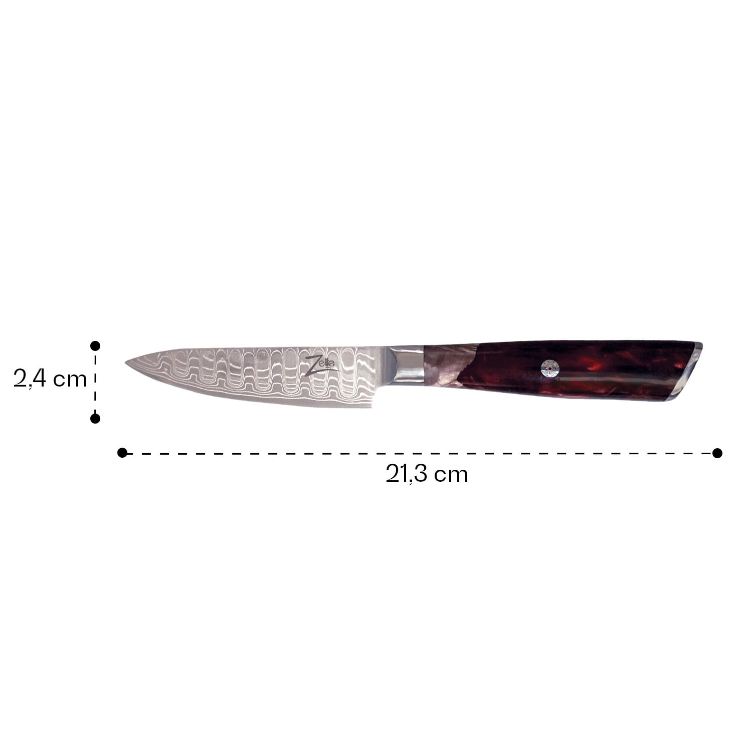 Zelite Infinity by Klarstein Infinity Wave, 4" nôž na lúpanie, 61 HRC, damašková oceľ – Obrázok 5