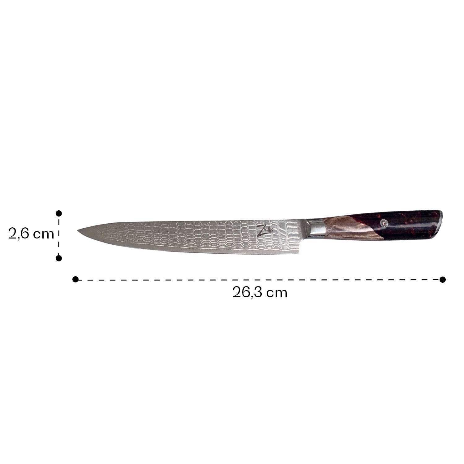 Zelite Infinity by Klarstein Infinity Wave, 6" univerzálny nôž, 61 HRC, damašková oceľ – Obrázok 5