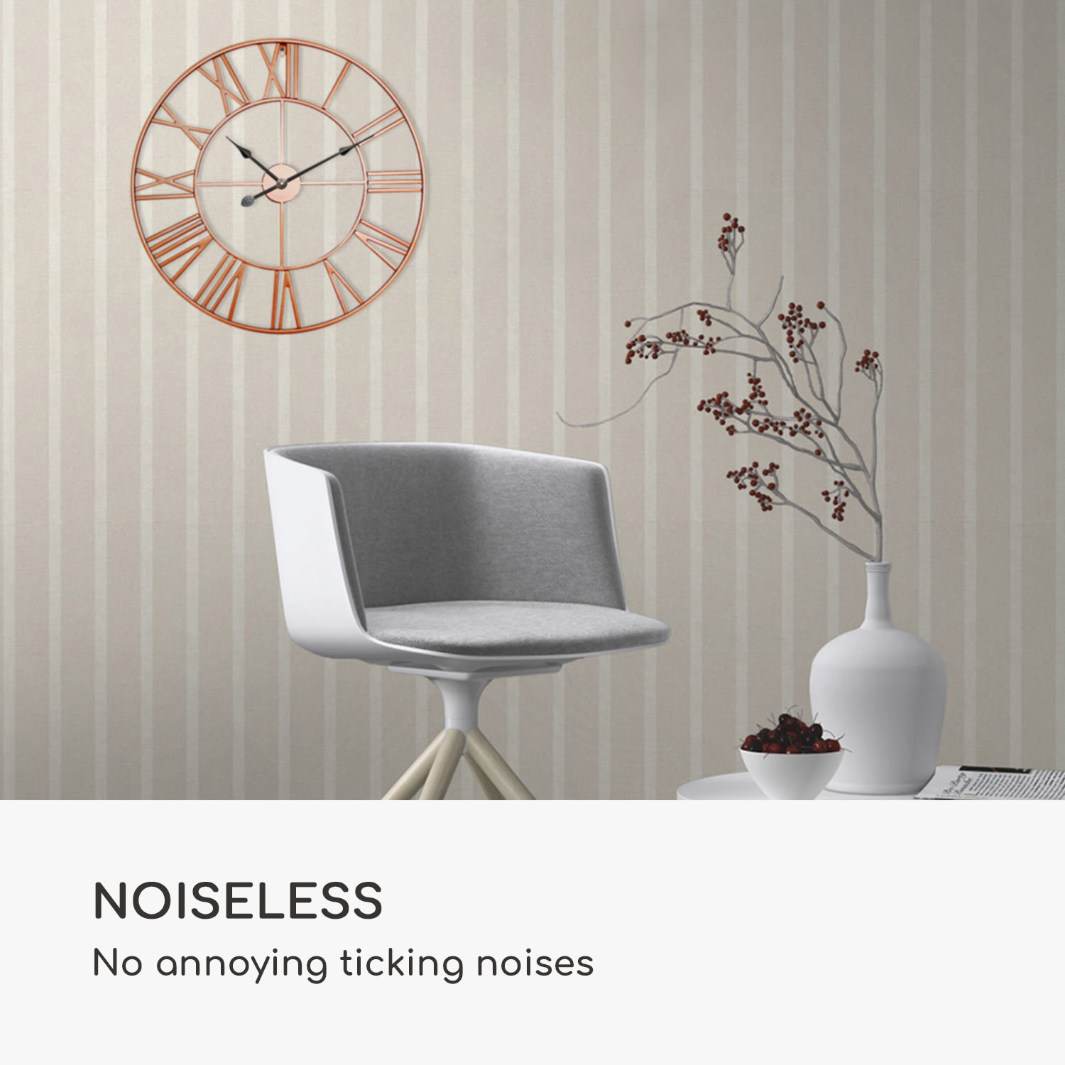 Casa Chic Queensway 60 Nástenné hodiny, kovový rám, tiché, Ø 60 cm – Obrázok 4