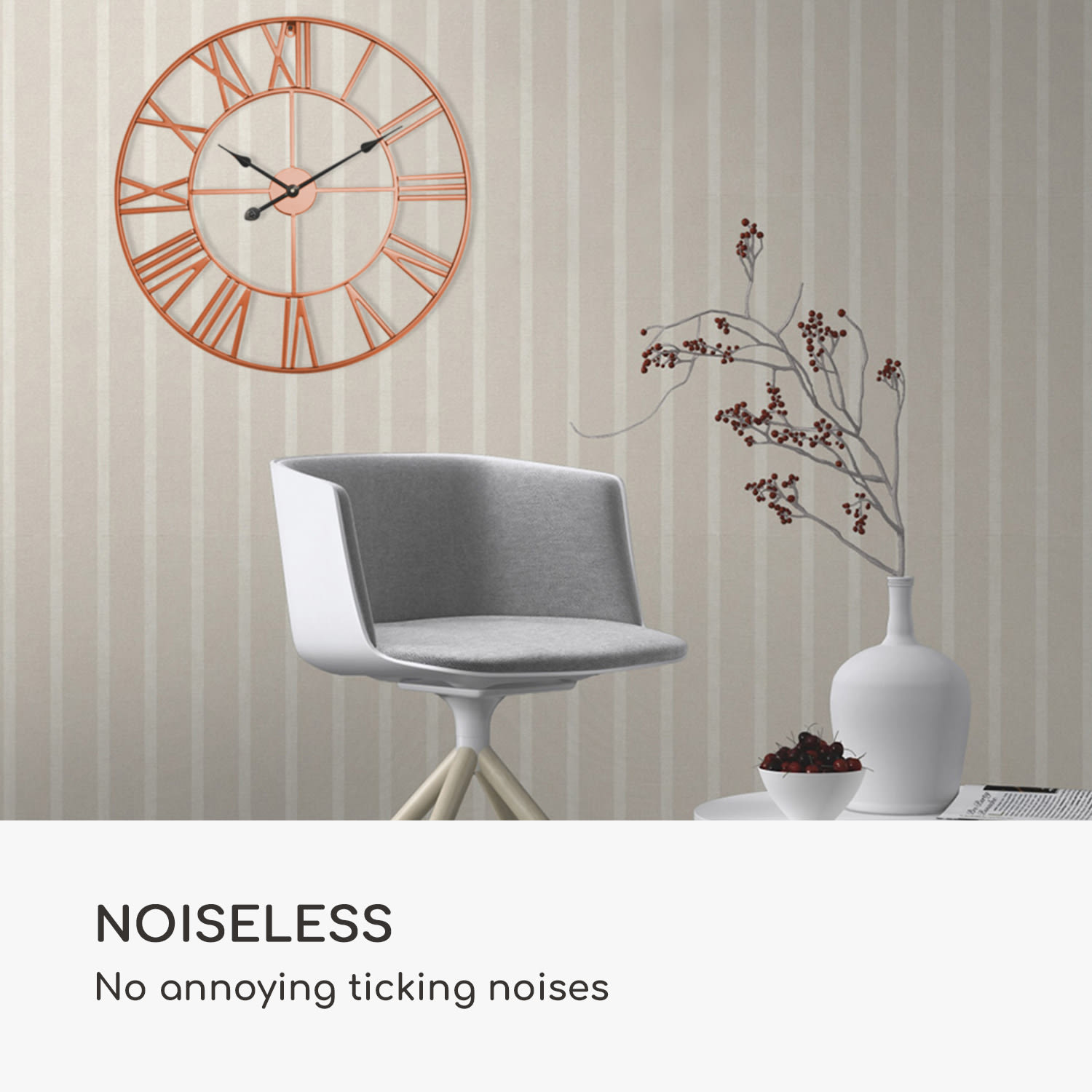 Casa Chic Queensway 80, nástenné hodiny, kovový rám, tiché, Ø 76 cm – Obrázok 4