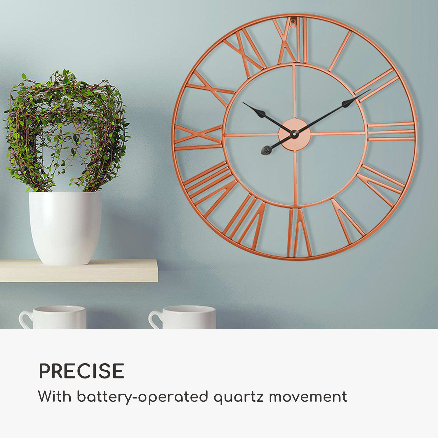 Casa Chic Queensway 80, nástenné hodiny, kovový rám, tiché, Ø 76 cm – Obrázok 5
