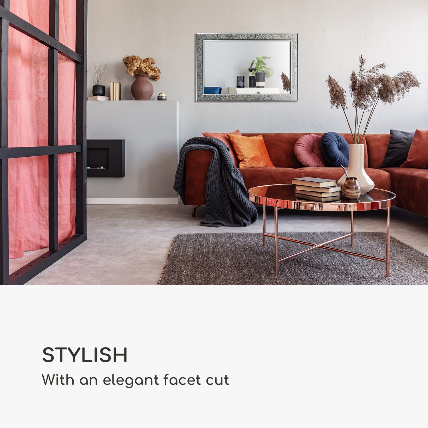 Casa Chic Watford Nástenné zrkadlo 90 x 60 cm Pravé drevo Sklenené dlaždice s mozaikovým efektom – Obrázok 3