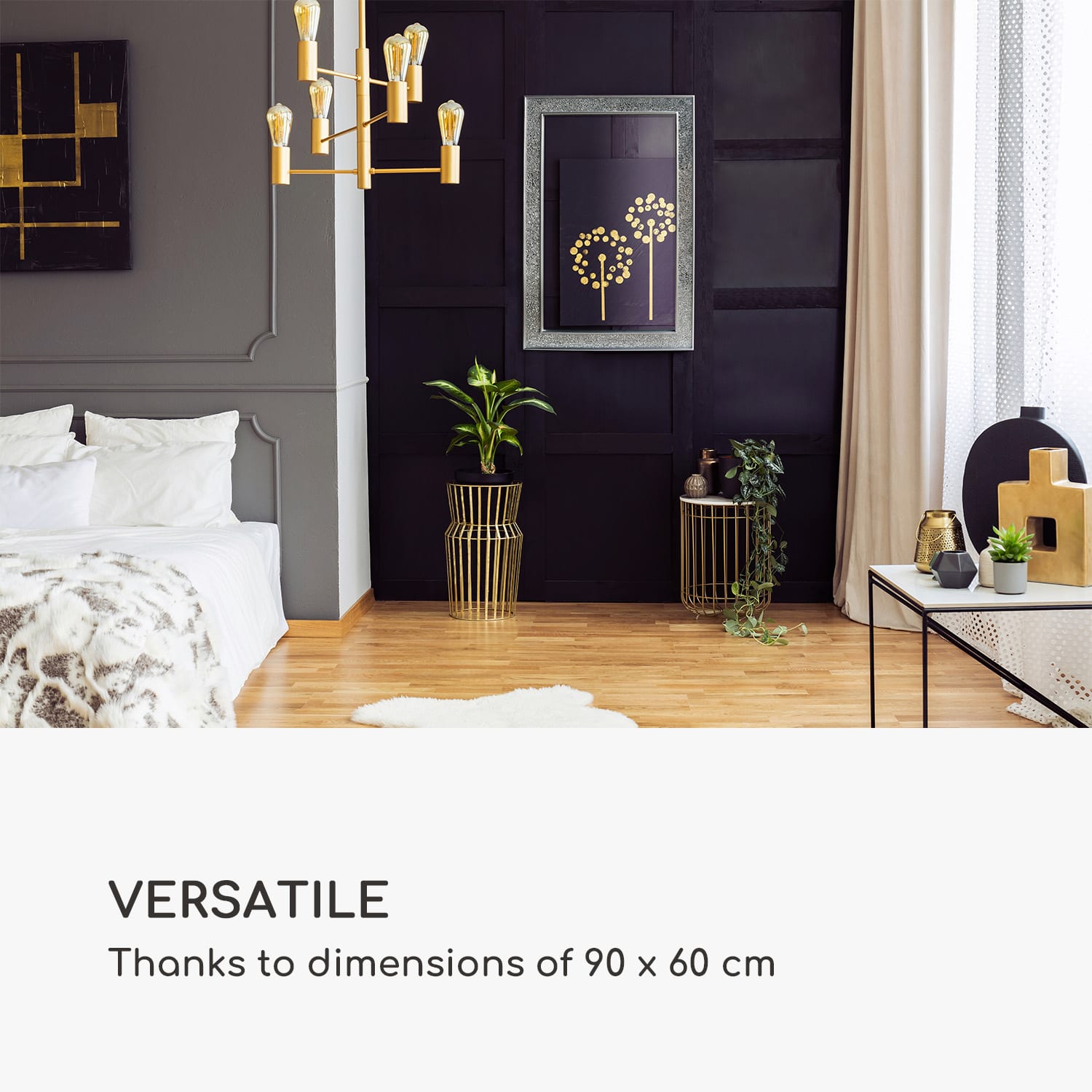 Casa Chic Watford Nástenné zrkadlo 90 x 60 cm Pravé drevo Sklenené dlaždice s mozaikovým efektom – Obrázok 4