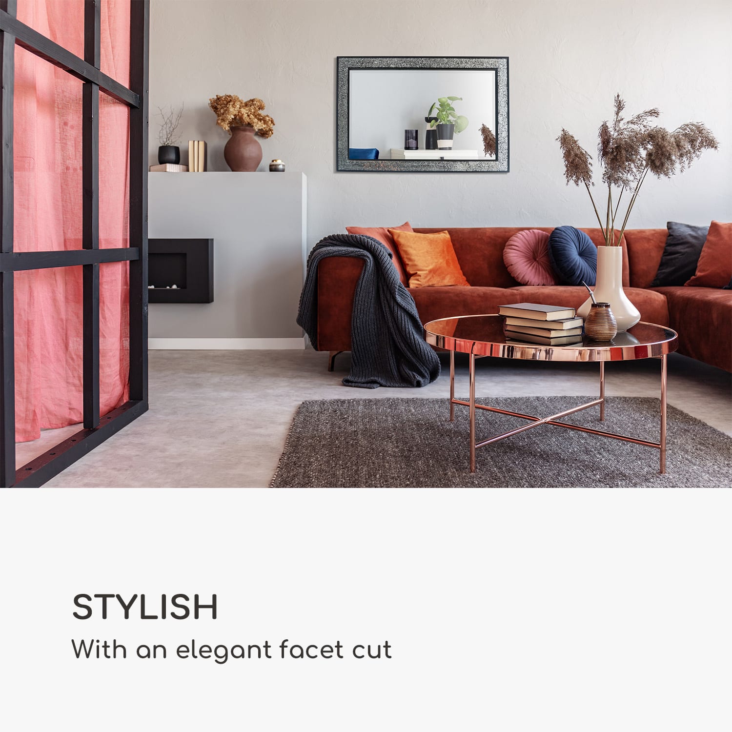 Casa Chic Watford Nástenné zrkadlo 90 x 60 cm Pravé drevo Sklenené dlaždice s mozaikovým efektom – Obrázok 3