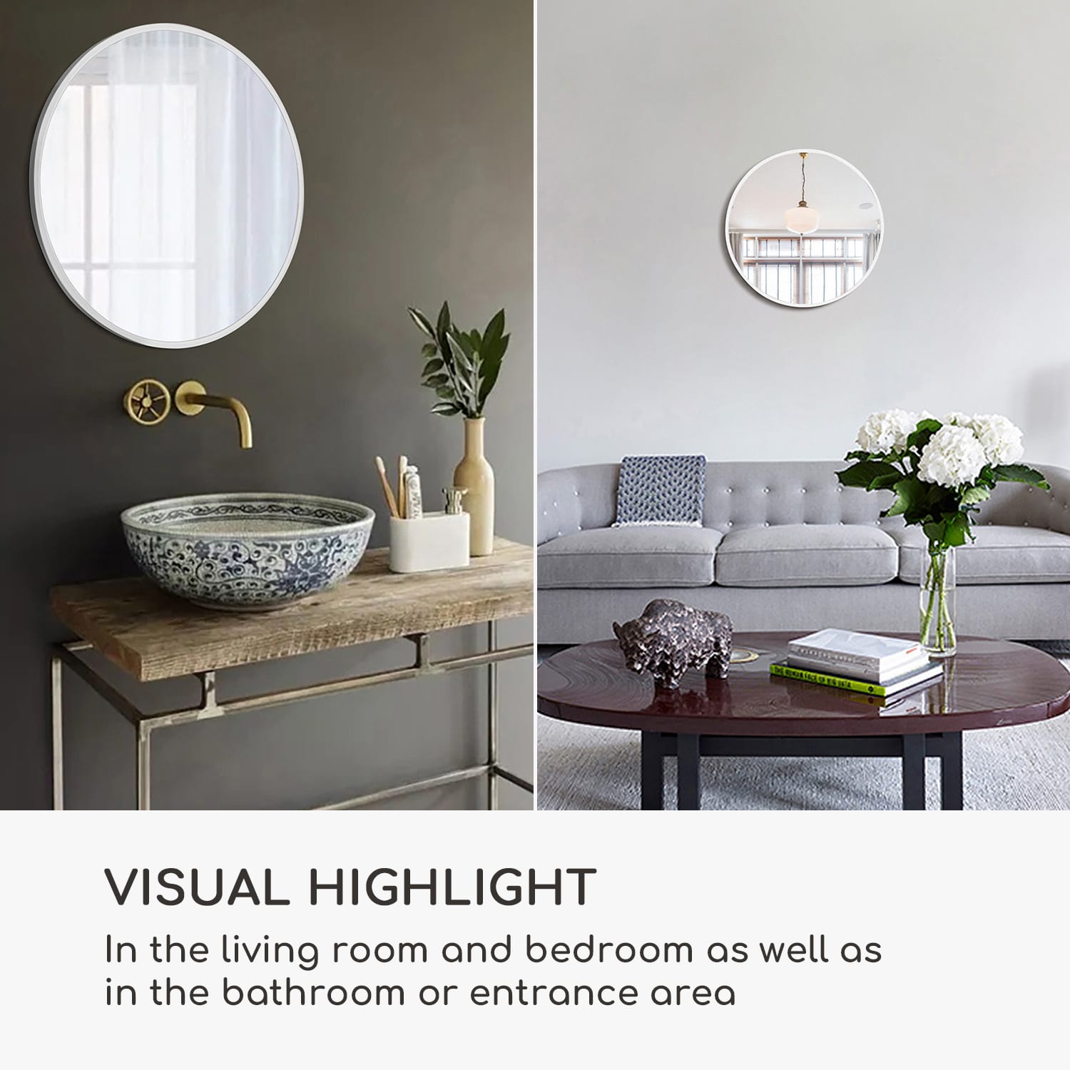 Casa Chic Fournier Nástenné zrkadlo s kovovým rámom okrúhle 58.8 x 58.8 cm – Obrázok 3