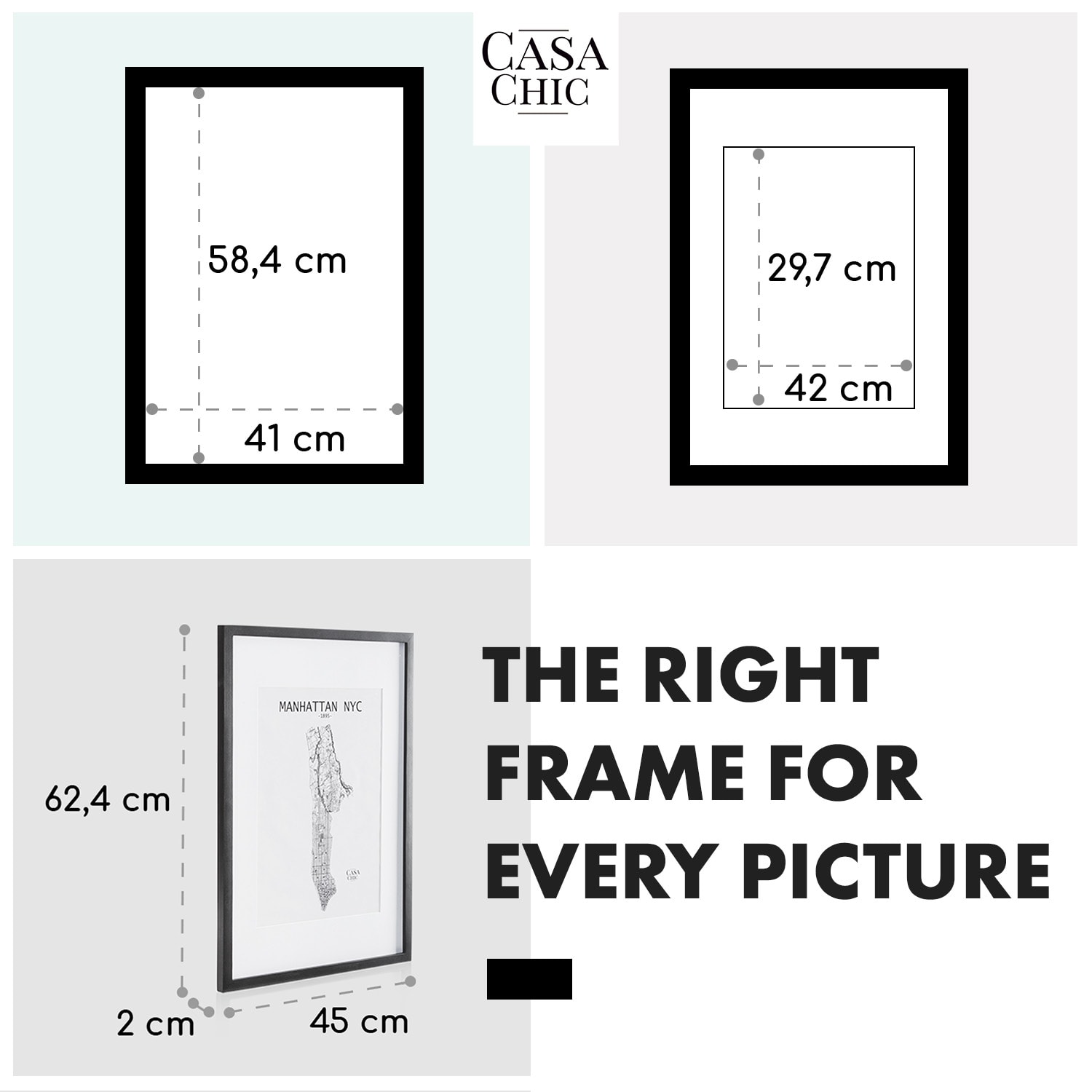 Casa Chic Bristol, rám na obrázky, sklo, A2, s paspartou A3, pravé drevo – Obrázok 5