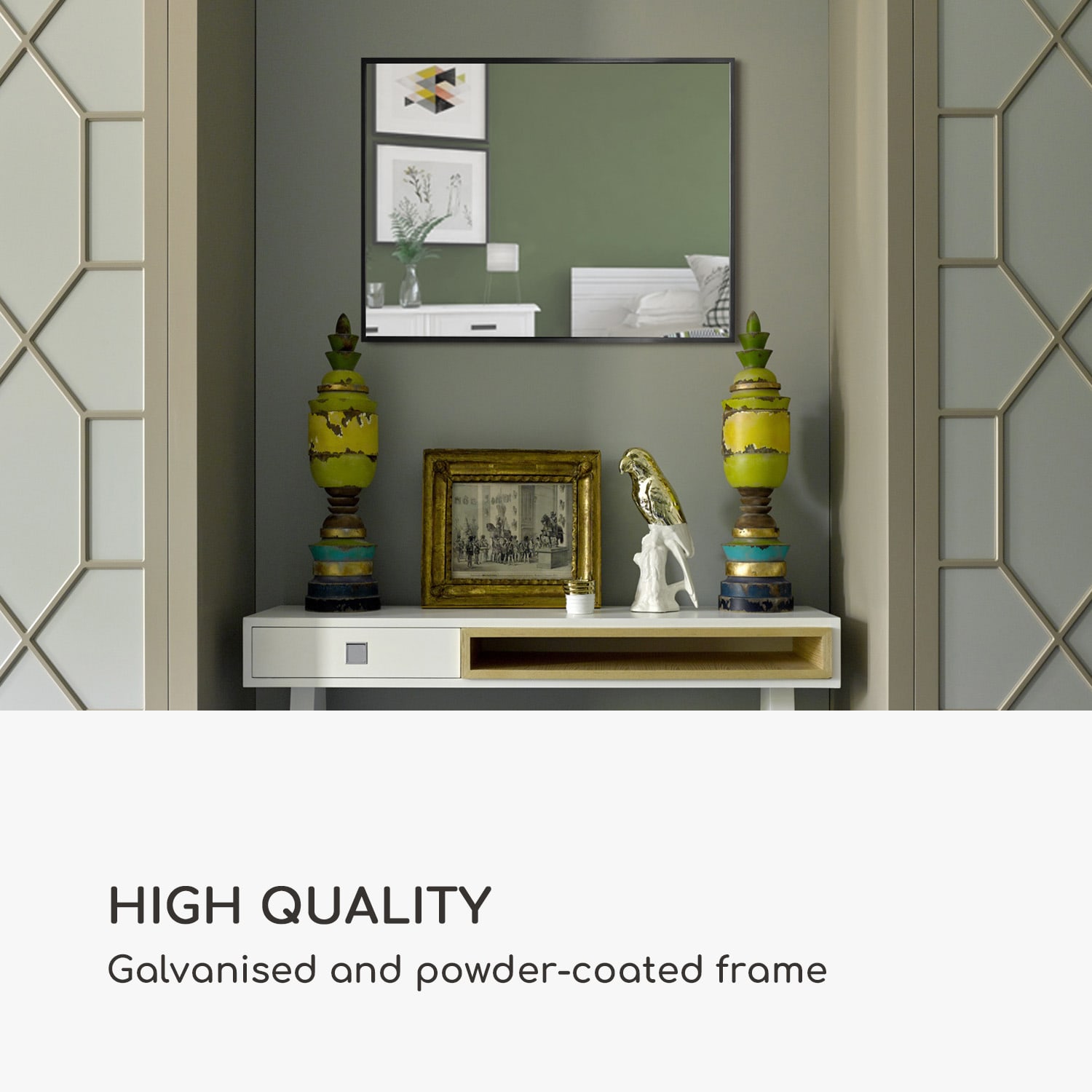 Casa Chic Croxley nástenné zrkadlo s kovovým rámom, obdĺžnikové, 70 x 50 cm – Obrázok 3