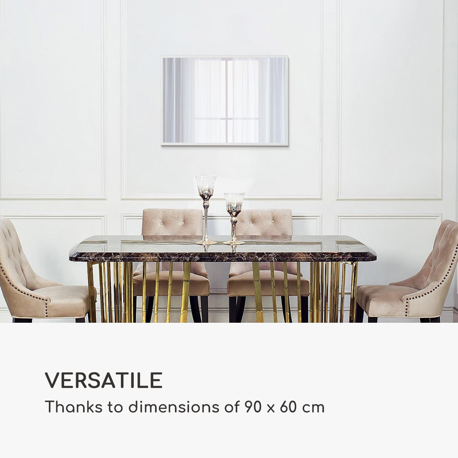 Casa Chic Croxley Nástenné zrkadlo v kovovom ráme obdĺžnikové 90 x 60 cm – Obrázok 3