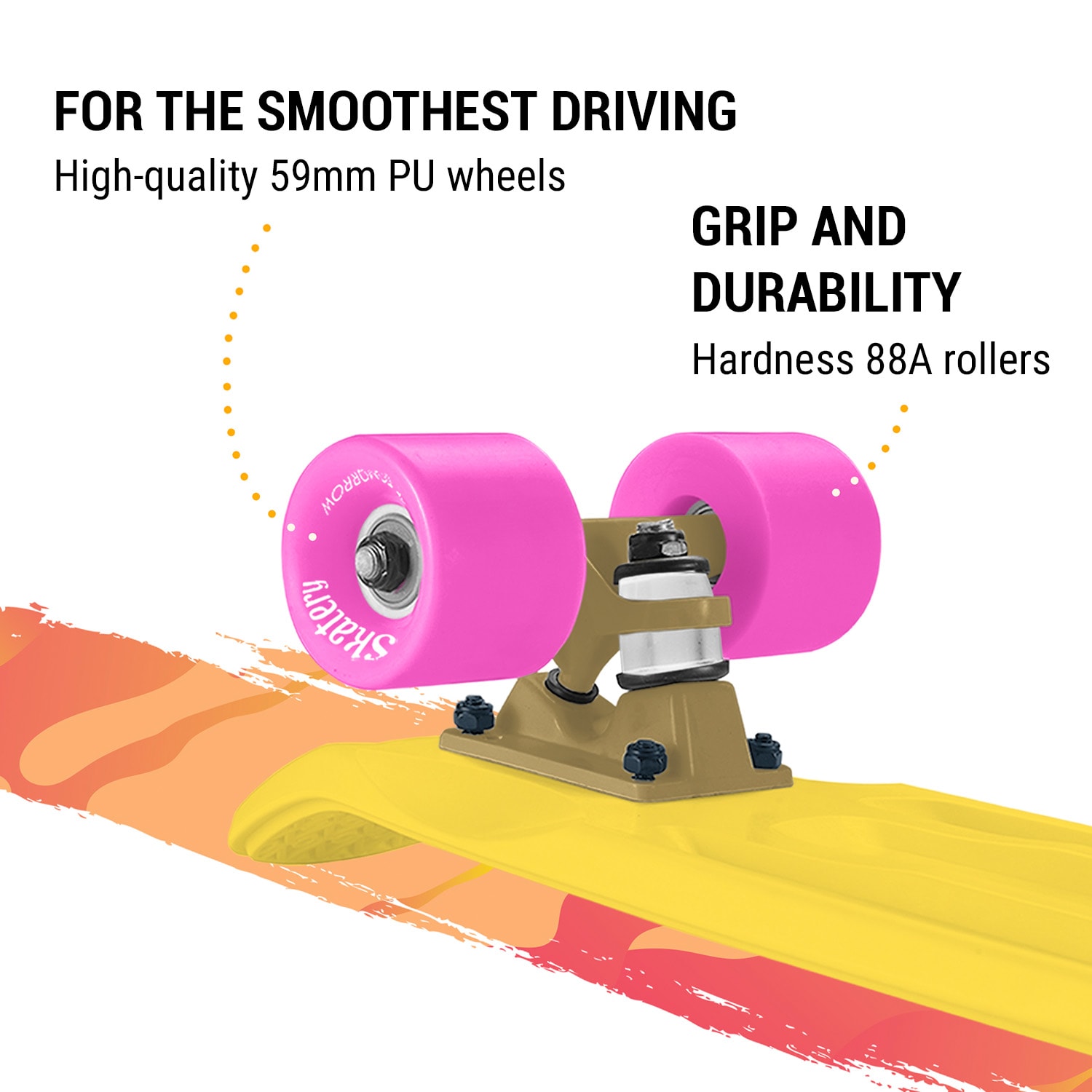 Fun pro Mini Cruiser Skateboard Trickboard PP Board 100kg LED kolieska PU Tvrdosť: 88A – Obrázok 3